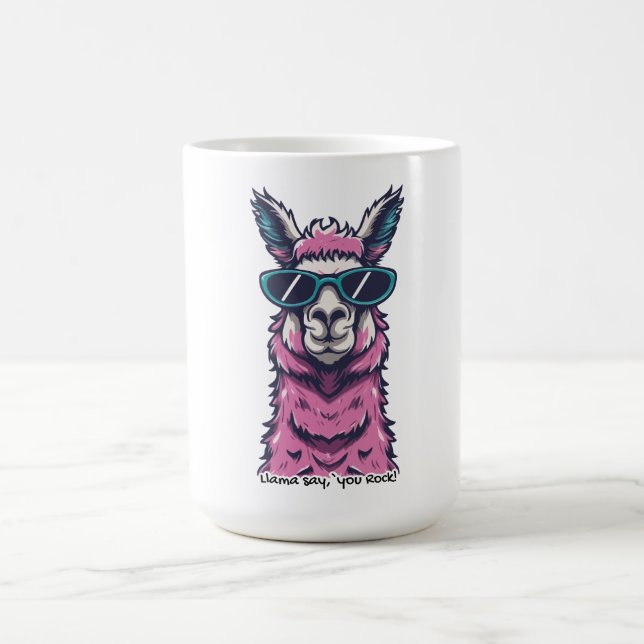 Llama sagt dir Rock | Quirkische Pose in Sonnenbri Kaffeetasse (Mittel)