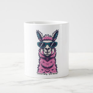 Llama sagt du Rockst   Verspannte Pose hinter eine Jumbo-Tasse