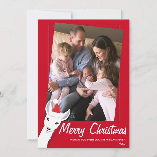 Llama Santa Foto Weihnachten (Vorderseite)