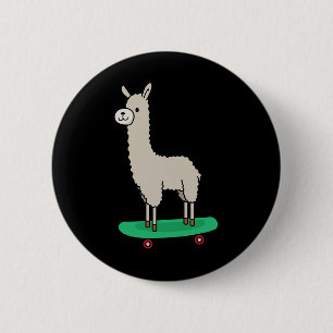 Llama Skateboard Lustiges Skateboarding Alpaka Lla Button