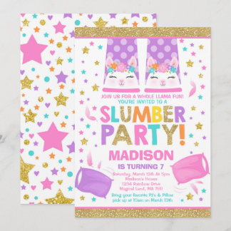 Llama Slumber Party Llama Birthday Einladung