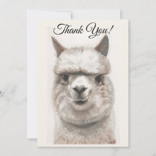 Llama Smiles Merci Carte de note