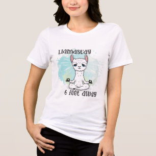 Llama Social Distancing Niedlich Watercolor Modern Tri-Blend Shirt