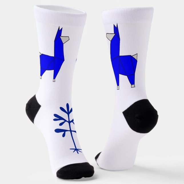 Llama Socken in Blau, Nimm 2 (Gewinkelt)