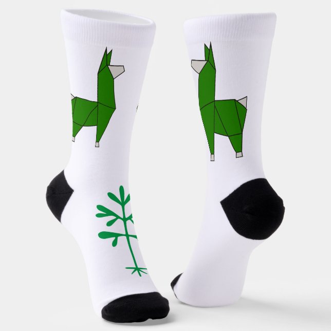 Llama Socken in Green, Nimm 2 (Gewinkelt)