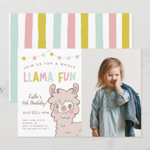 Llama-Spaß Kindergeburtstagsfoto Einladung