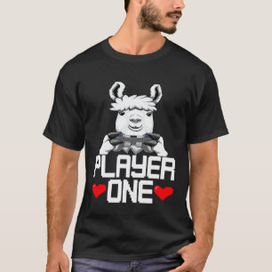Llama Spieler Eins Nippel Gaming Nerdiger Gamer T-Shirt