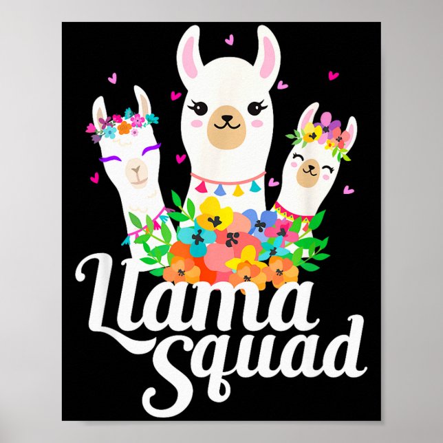 Llama Squad Funny Cute Llama Matching  Poster (Vorne)