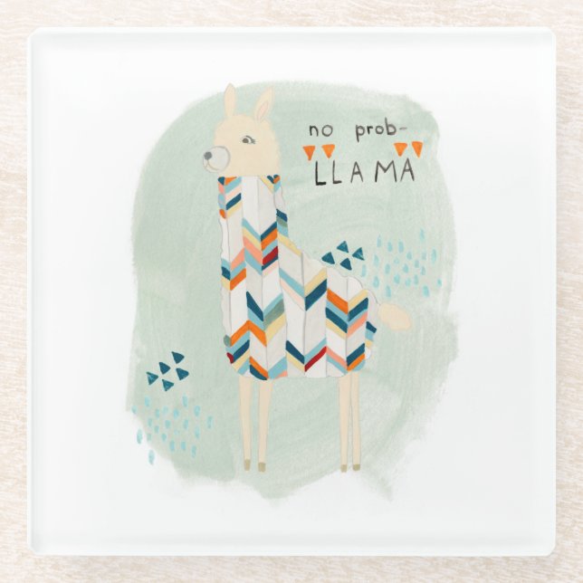 Llama Squad - No Prob-llama Glasuntersetzer (Vorderseite)