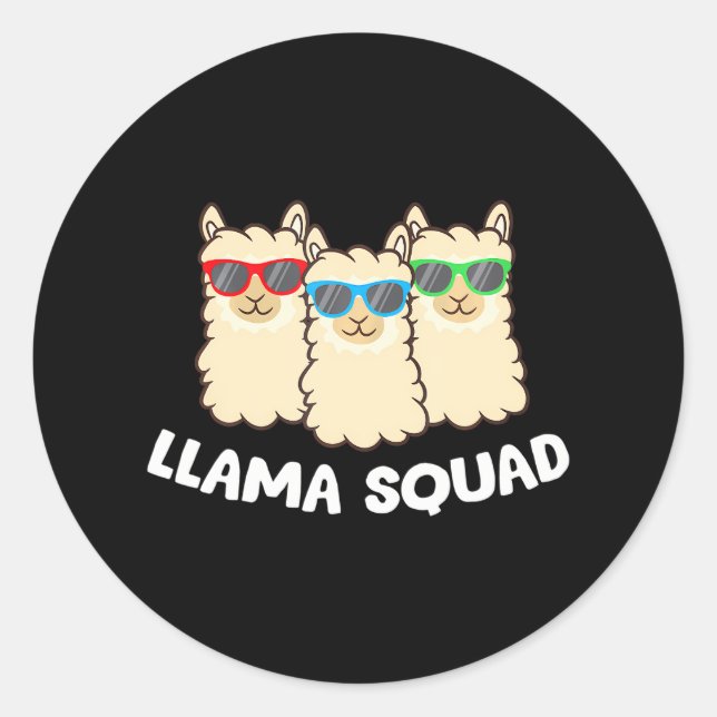 Llama Squad Team Llama Matching Sonnenbrillen Lieb Runder Aufkleber (Vorderseite)