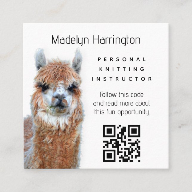 Llama Strickanleitung QR-Code Visitenkarte (Vorderseite)