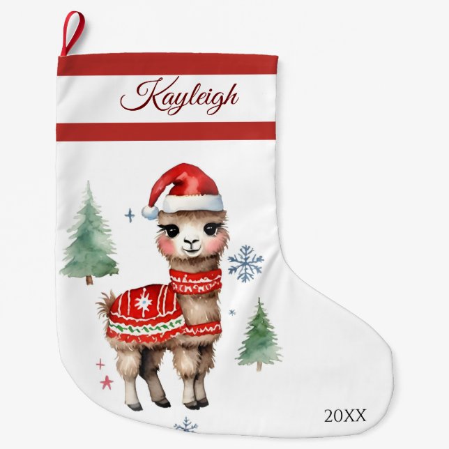 Llama Sweater Grosses Weihnachtsfest Strumpf Großer Weihnachtsstrumpf (Vorderseite)