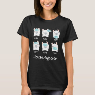 Llama Teacher Mask Teacher Life 2020 Virtual Learn T-Shirt