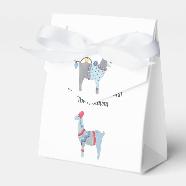 Llama thematisiert Ugly Sweater Weihnachtsfest Par Geschenkschachtel (Vorderseite)