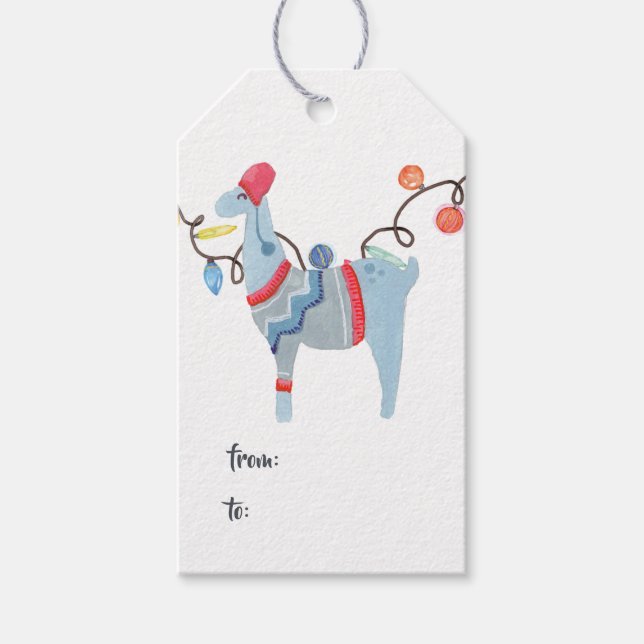 Llama thematisiert Weihnachten Geschenkanhänger (Vorderseite)