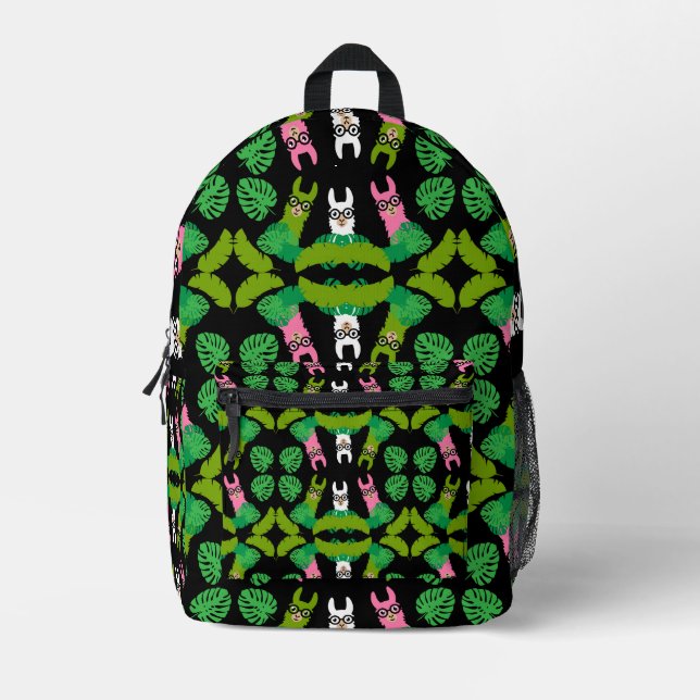 Llama Themed Print Bedruckter Rucksack (Vorderseite)