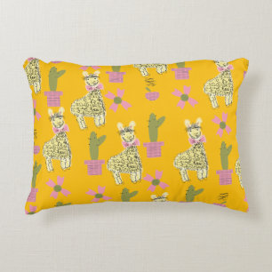 Llama Tier Doodle Gelb Kinder Teenager Dekokissen