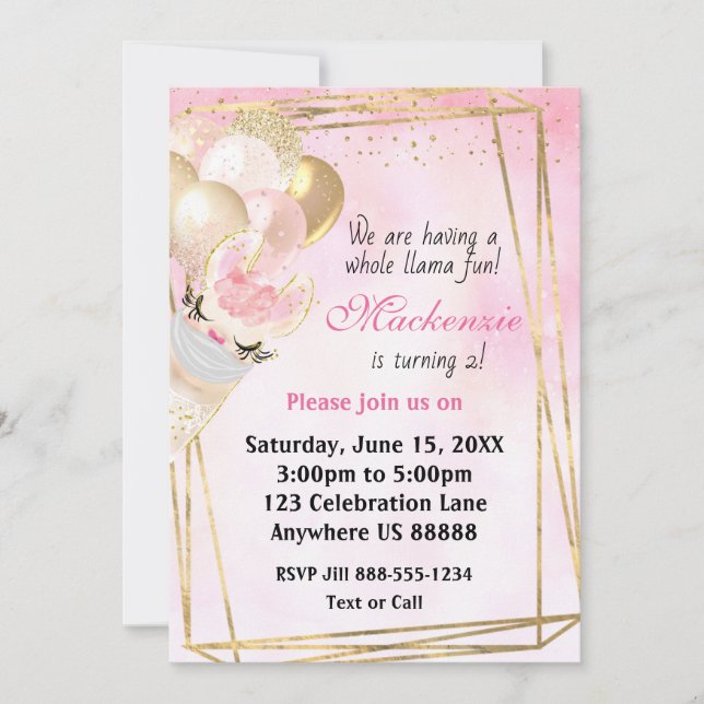 Llama Tout âge Anniversaire Invitation (Devant)