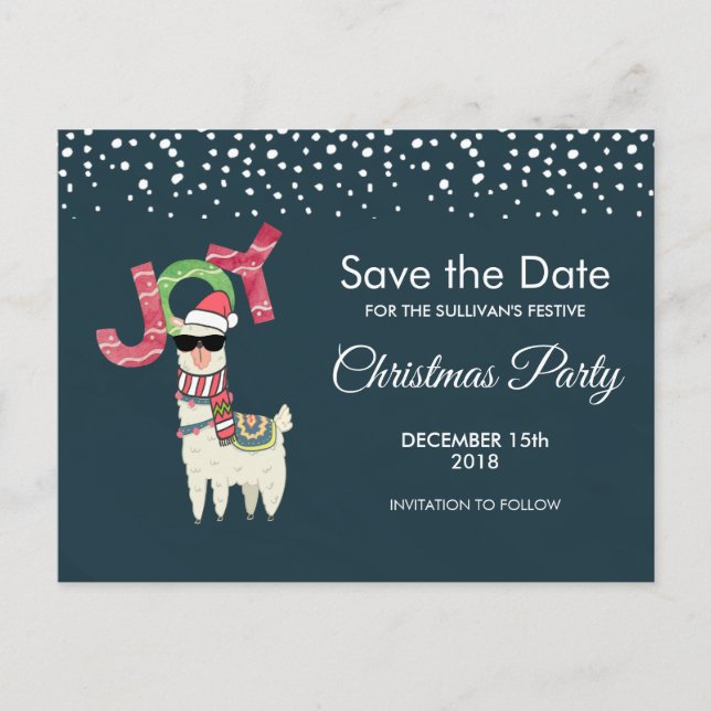 Llama trägt Weihnachten Save the Date in der Weihn Postkarte (Vorderseite)