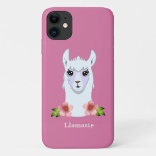 Llama und Blumen auf Roségold Case-Mate iPhone Hülle