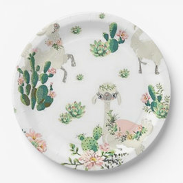 Llama und Cactus 9" Paper Teller