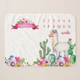 Llama und Cactus Floral Baby Name Milestone Foto Sherpadecke