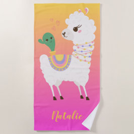 Llama und Cactus Friends Strandtuch