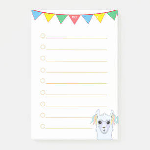 Llama und mehrfarbige Bänder To-Do-Liste Lined Post-it Klebezettel