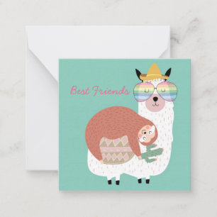 Llama und Sloth Mitteilungskarte