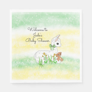 Llama und Teddybär Thema Baby Shower Serviette