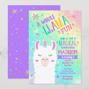 Llama Unicorn Birthday Invitation Magazine Party
