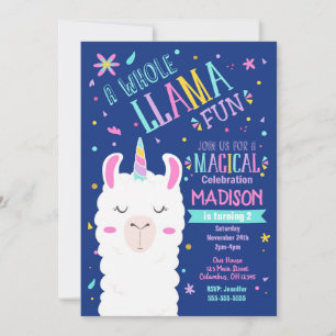 Llama Unicorn Birthday Invitation Magazine Party