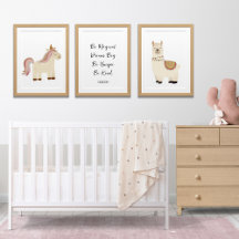 Llama Unicorn Boho Kinderzimmer Art, Name des benu