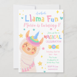 Llama Unicorn Geburtstag Einladung Magisches Party