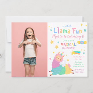 Llama Unicorn Llamacorn Foto Einladung zum Geburts