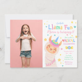 Llama Unicorn Magical Foto Einladung zum Geburtsta