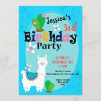Llama vient de dire Anniversaire des invitations f
