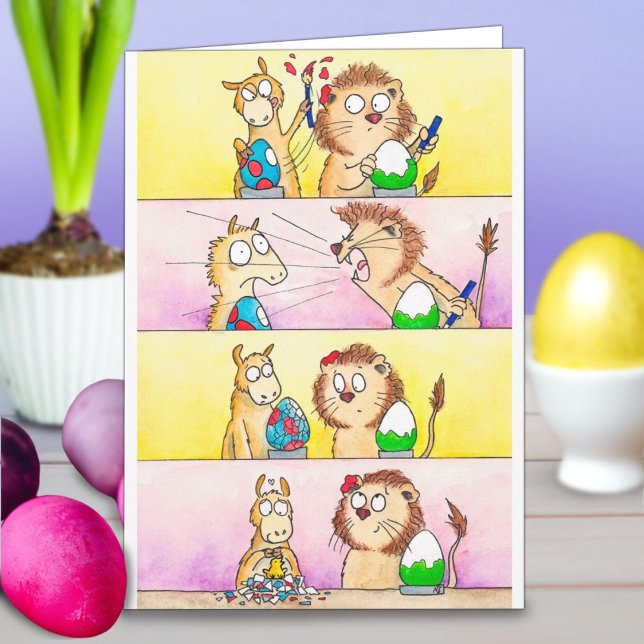 Llama VS Lion Oaster Grußkarte von N. Janes Karte (Von Creator hochgeladen)