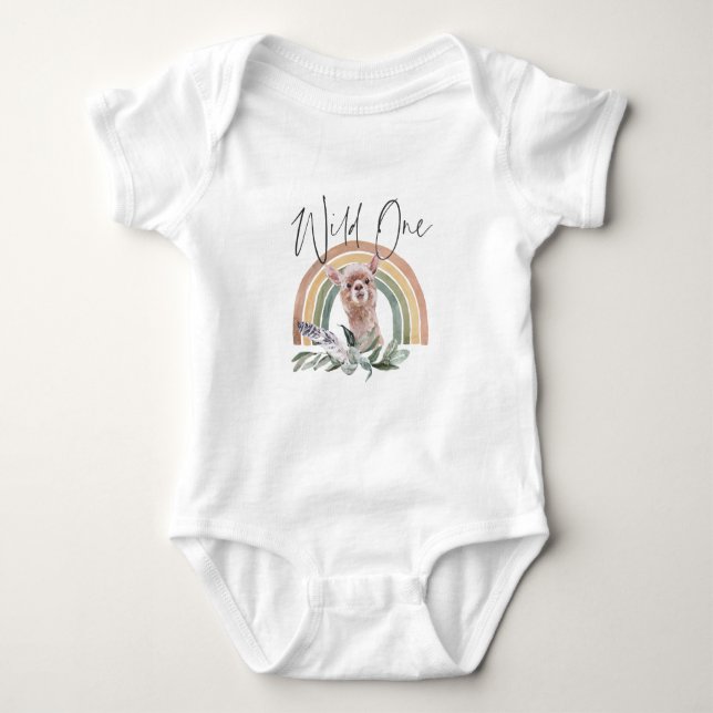 Llama | Waldtiere 1. Geburtstag Baby Strampler (Vorderseite)