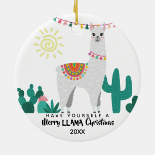 Llama Weihnachten Keramik Ornament