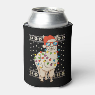 Llama Weihnachtsbeleuchtung Ugly Xmas Sweater Holi Dosenkühler