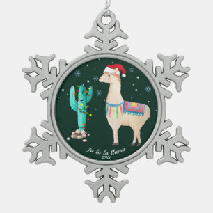 Llama Weihnachtsschmuck - Personalisiertes Pewter Schneeflocken Zinn-Ornament