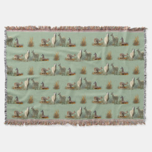 Llama-Wiesen-Wurfdecke (Hellgrün) Decke