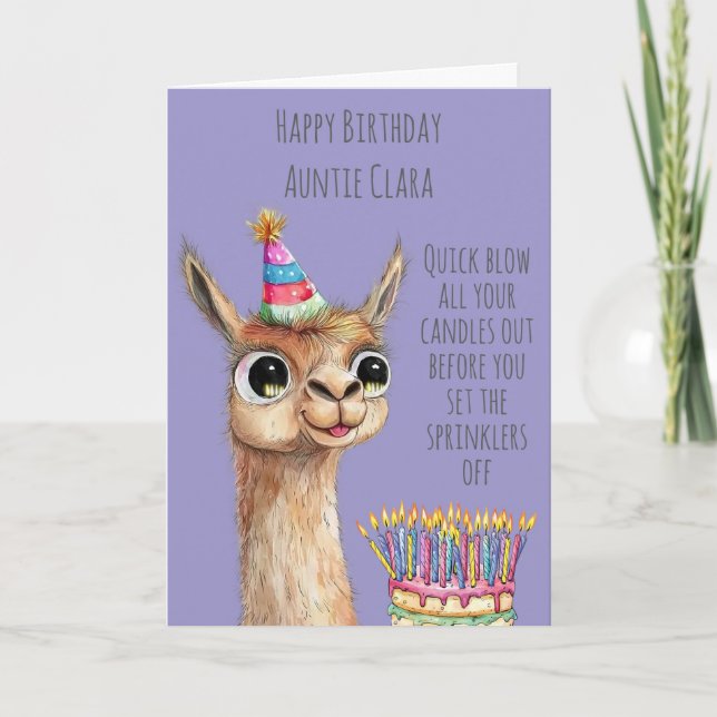 Llama With Birthday Cake Birthday Card Karte (Vorderseite)