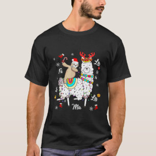Llama Xmas Santa Faultier Reitendes Llama Rentier T-Shirt