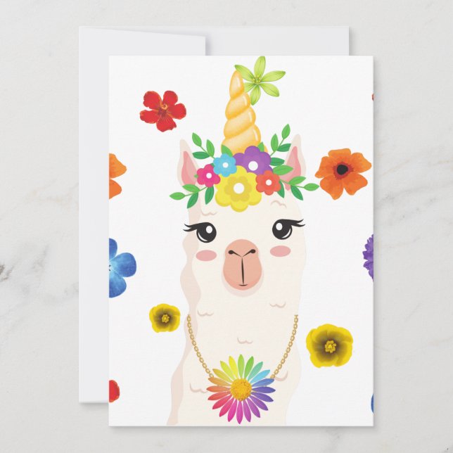 Llamacorn Blank Invitation 5x 7 carte (Devant)