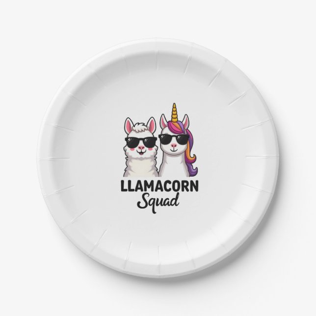 Llamacorn Squad Funny Unicorn Llama Squad Christma Pappteller (Vorderseite)