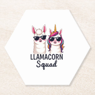 Llamacorn-Truppe Lustiges Einhorn Llama-Truppe Wei Untersetzer