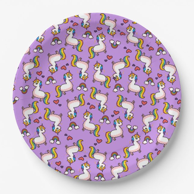 Llamacorn Verrücktheit Pappteller (Vorderseite)