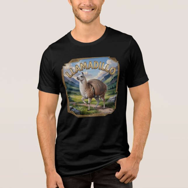 Llamadillo Fotografischer Combo Kreatur Funny Tri-Blend Shirt (Vorderseite)
